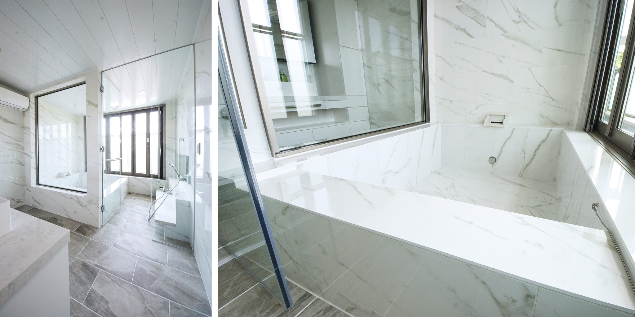 タイル張りのバスルーム