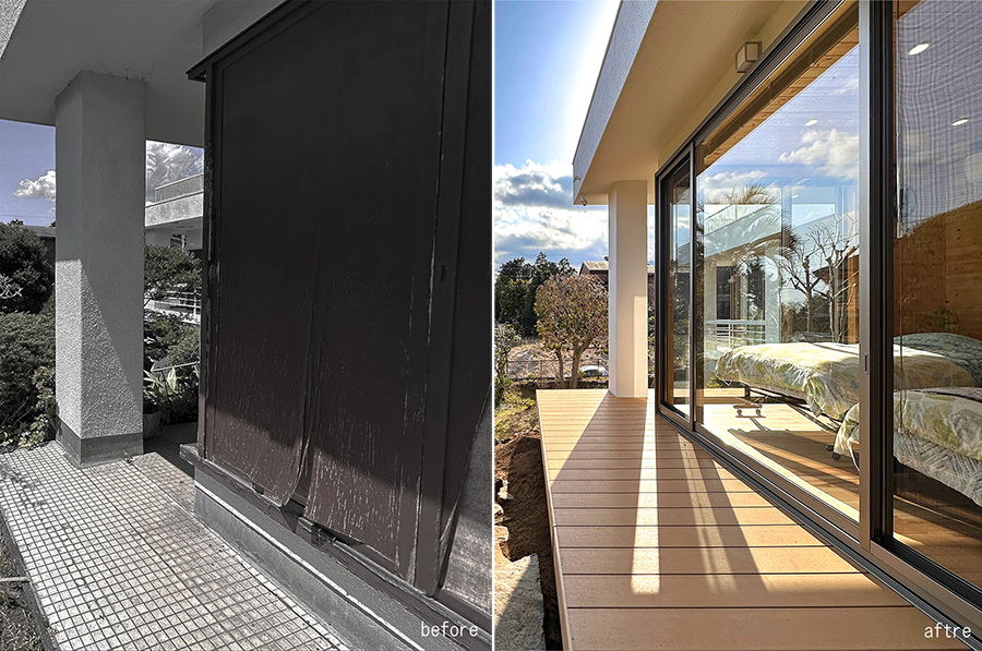 周囲の景色を取り込む、大きな開口部